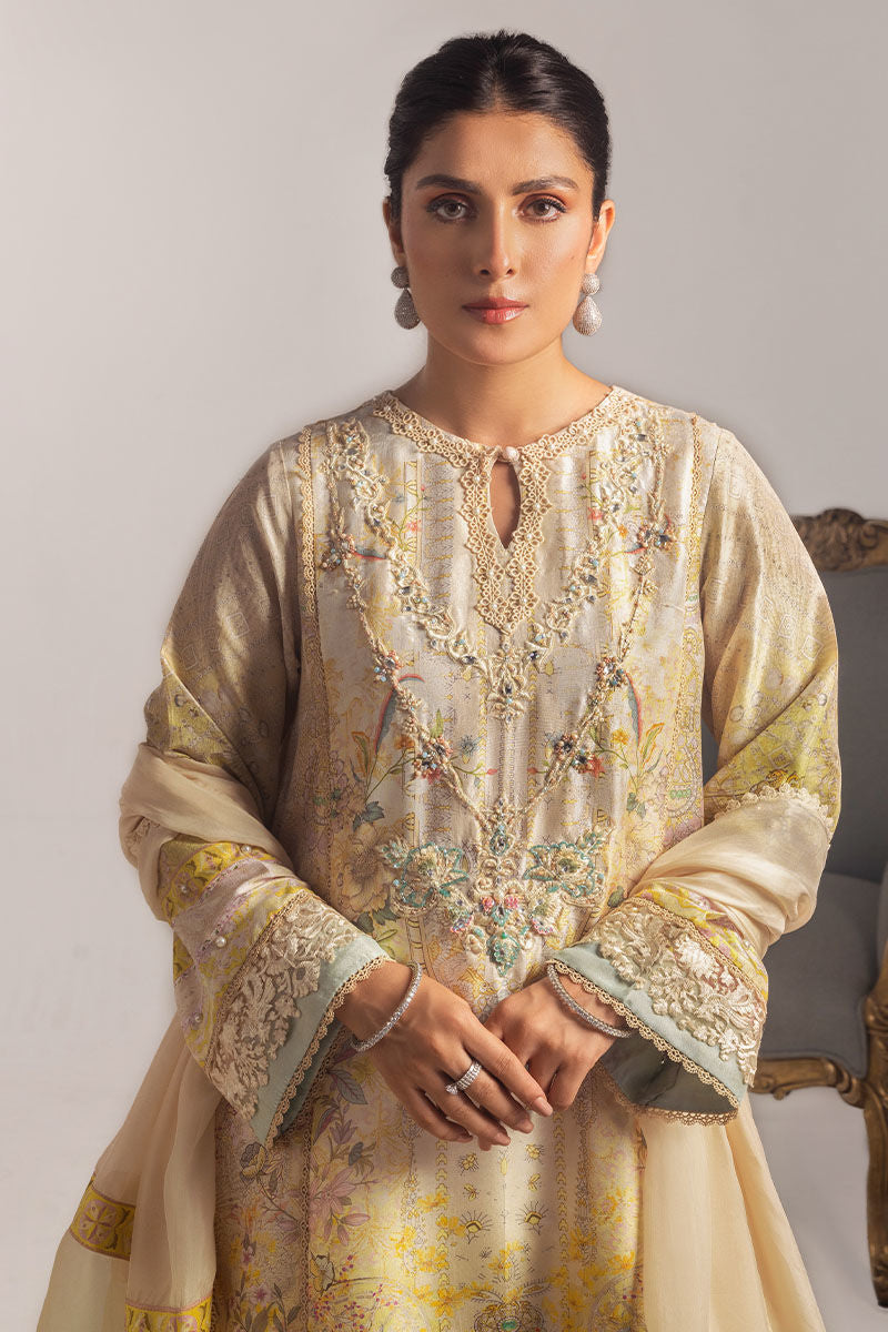 Ansab Jahangir | Digital Silk | Alyssa Shirt and Dupatta - House Of Hania
