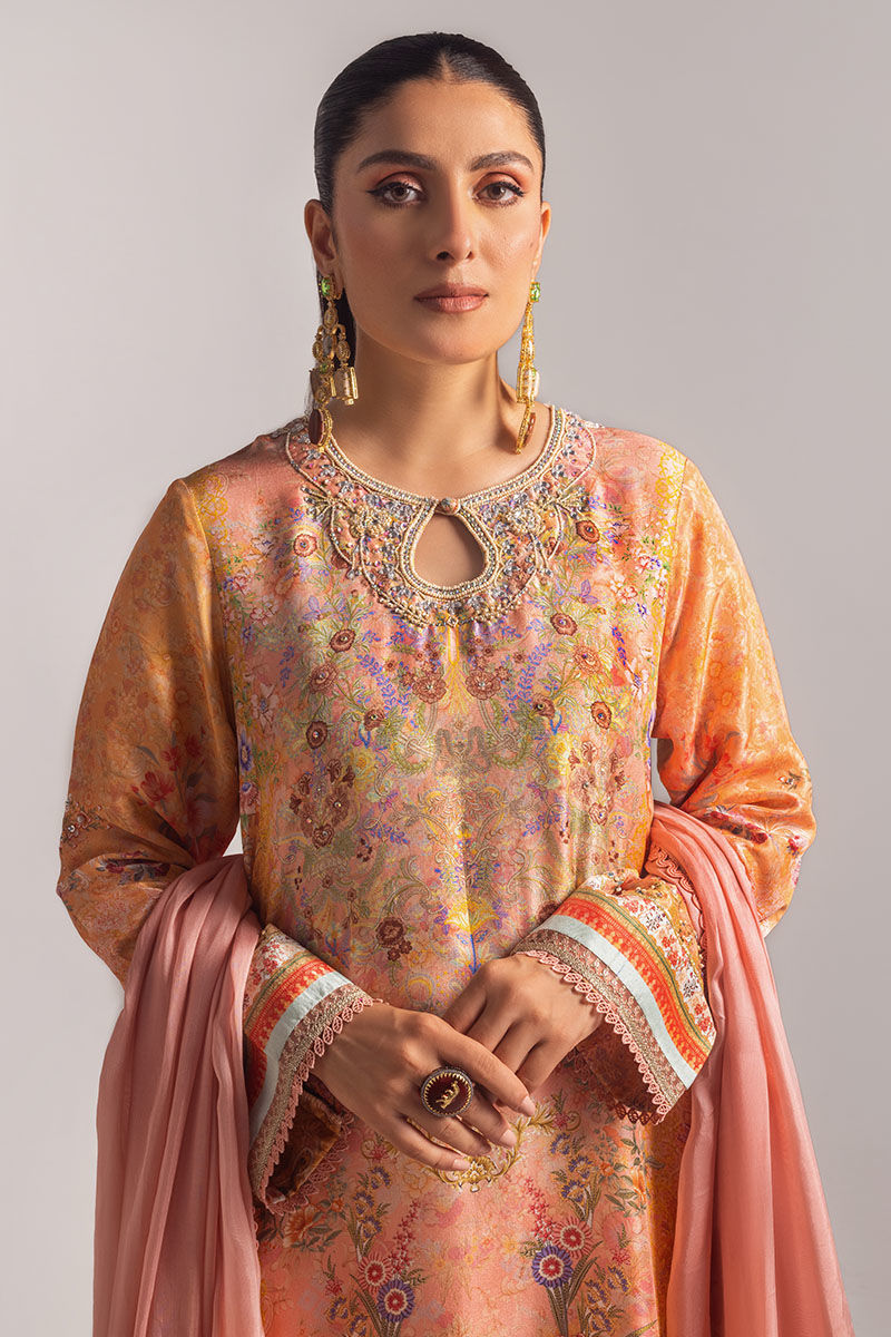 Ansab Jahangir | Digital Silk | Elora Shirt and Dupatta - House Of Hania