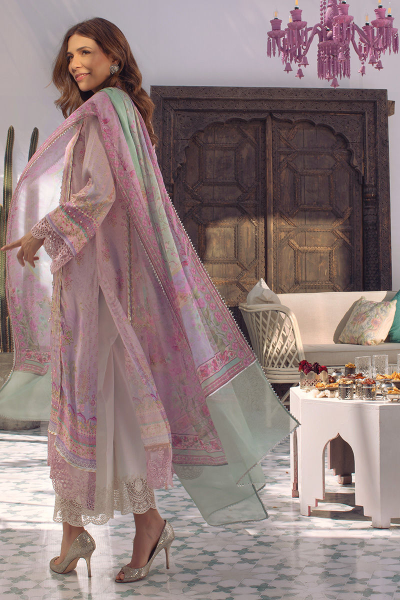 Ansab Jahangir | Digital Silk | Lilac Paisley - House Of Hania