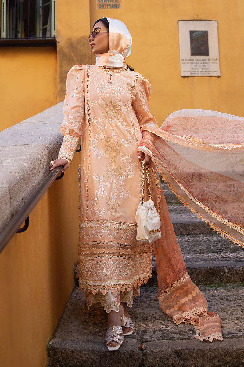 Ansab Jahangir | Zoha Luxury Lawn 25 | Alluring Apricot - House Of Hania