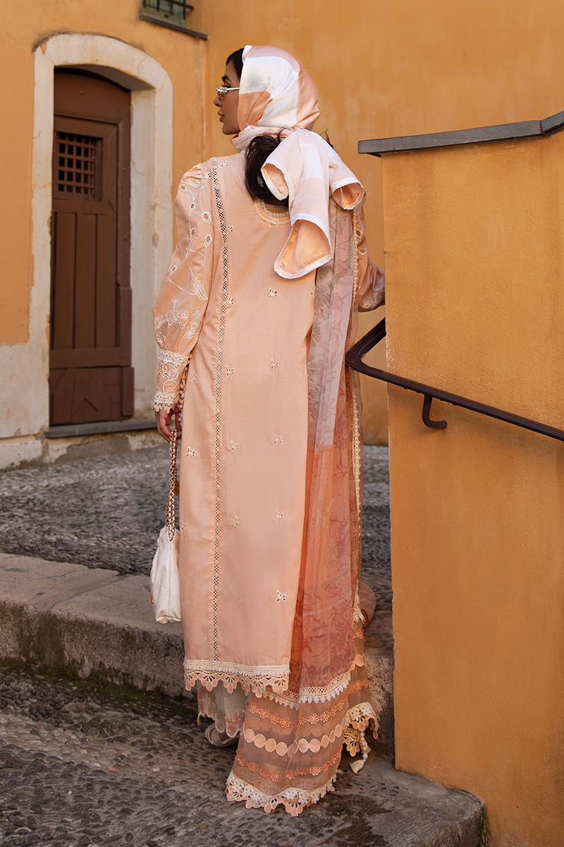Ansab Jahangir | Zoha Luxury Lawn 25 | Alluring Apricot - House Of Hania