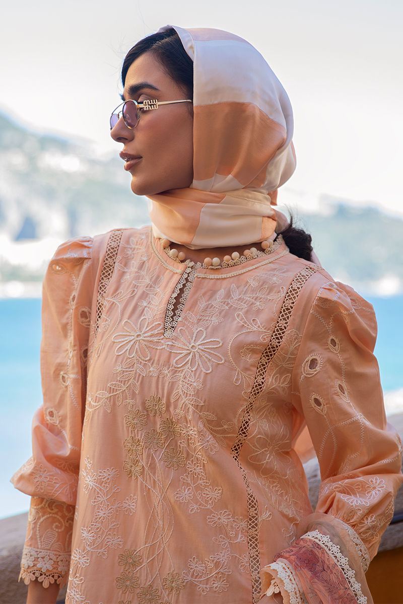 Ansab Jahangir | Zoha Luxury Lawn 25 | Alluring Apricot - House Of Hania