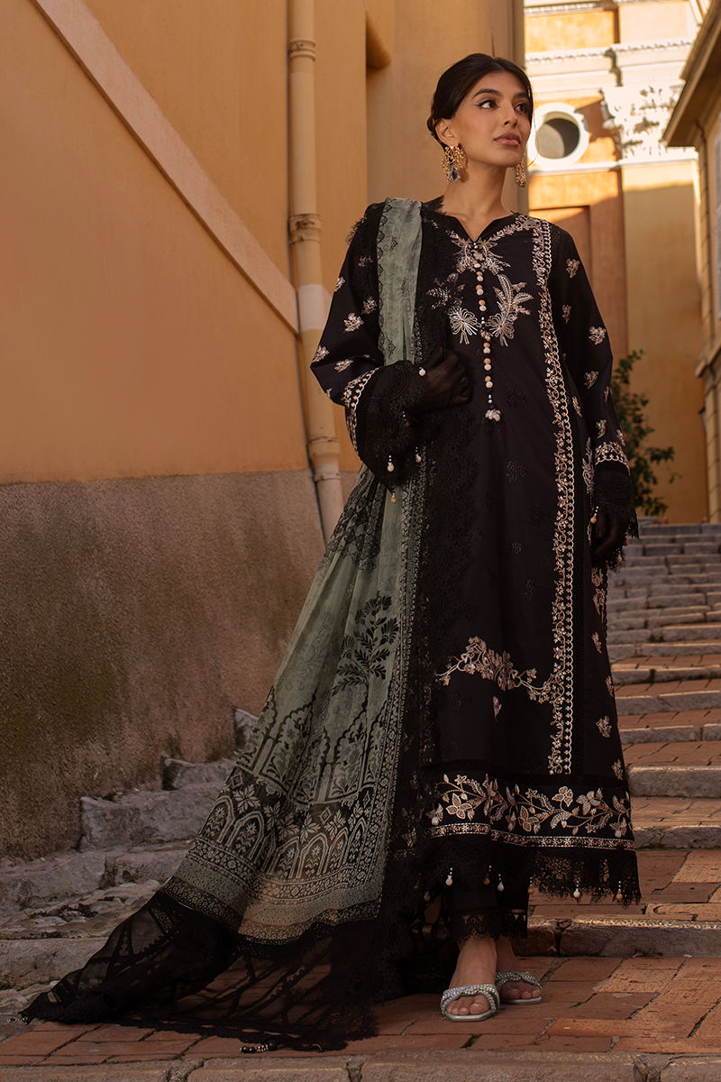 Ansab Jahangir | Zoha Luxury Lawn 25 | Black Lady - House Of Hania