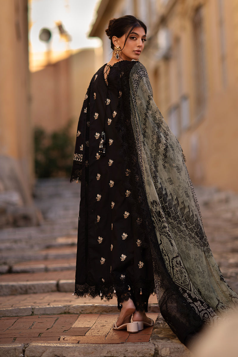 Ansab Jahangir | Zoha Luxury Lawn 25 | Black Lady - House Of Hania