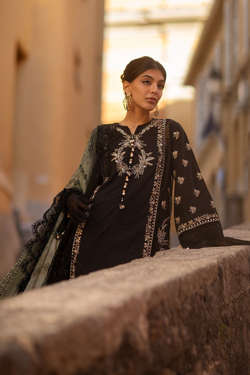 Ansab Jahangir | Zoha Luxury Lawn 25 | Black Lady - House Of Hania