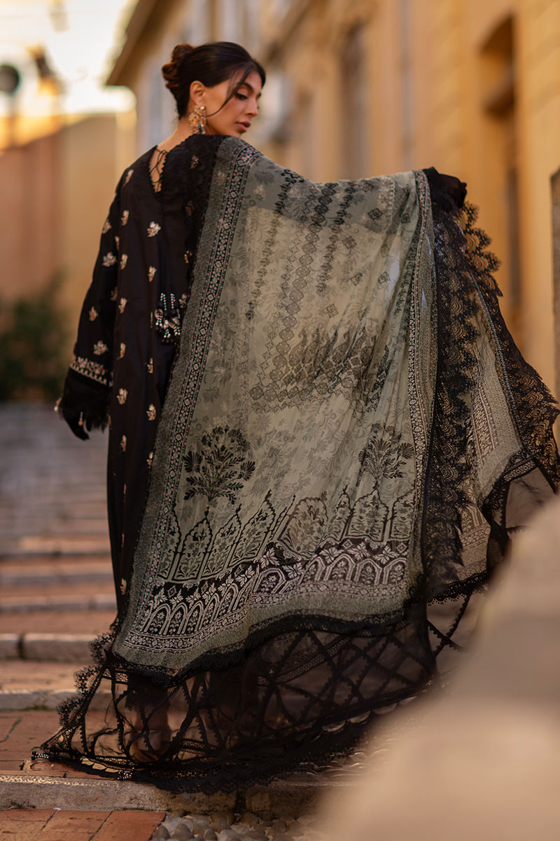 Ansab Jahangir | Zoha Luxury Lawn 25 | Black Lady - House Of Hania