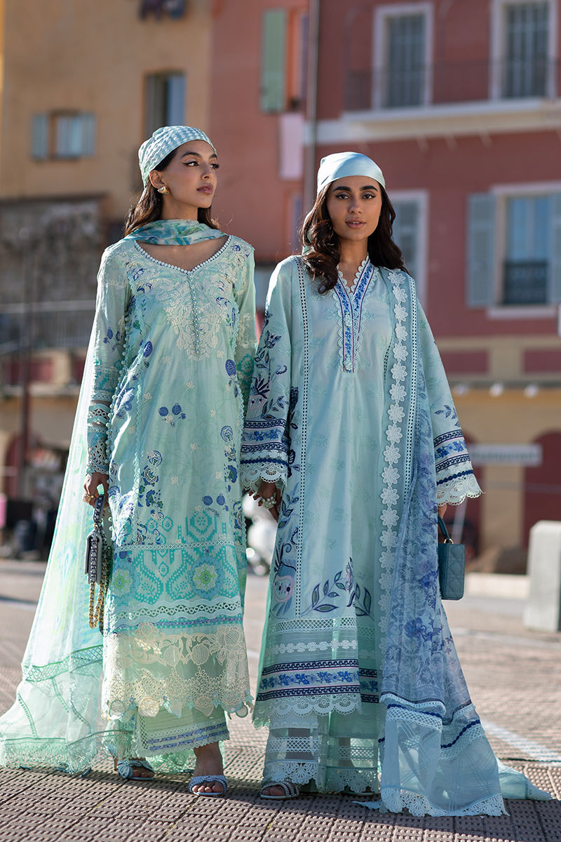 Ansab Jahangir | Zoha Luxury Lawn 25 | Blue Bell - House Of Hania