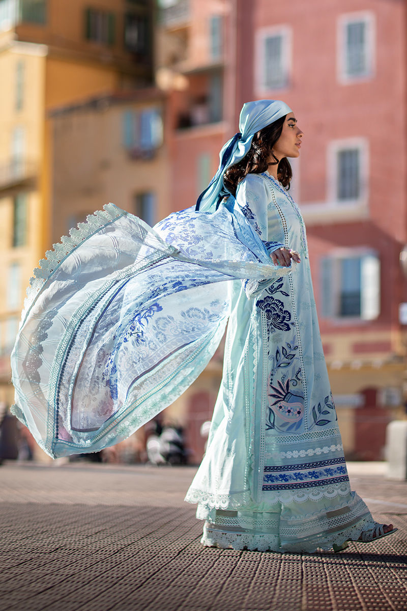 Ansab Jahangir | Zoha Luxury Lawn 25 | Blue Bell - House Of Hania