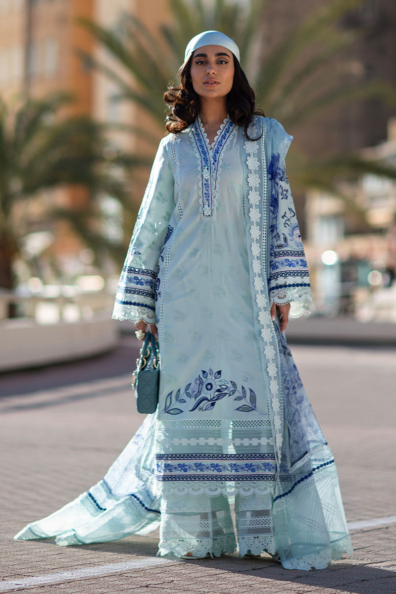Ansab Jahangir | Zoha Luxury Lawn 25 | Blue Bell - House Of Hania