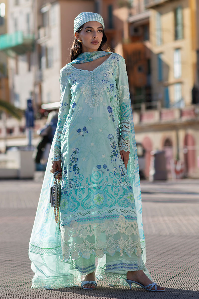 Ansab Jahangir | Zoha Luxury Lawn 25 | Ice Crystal - House Of Hania