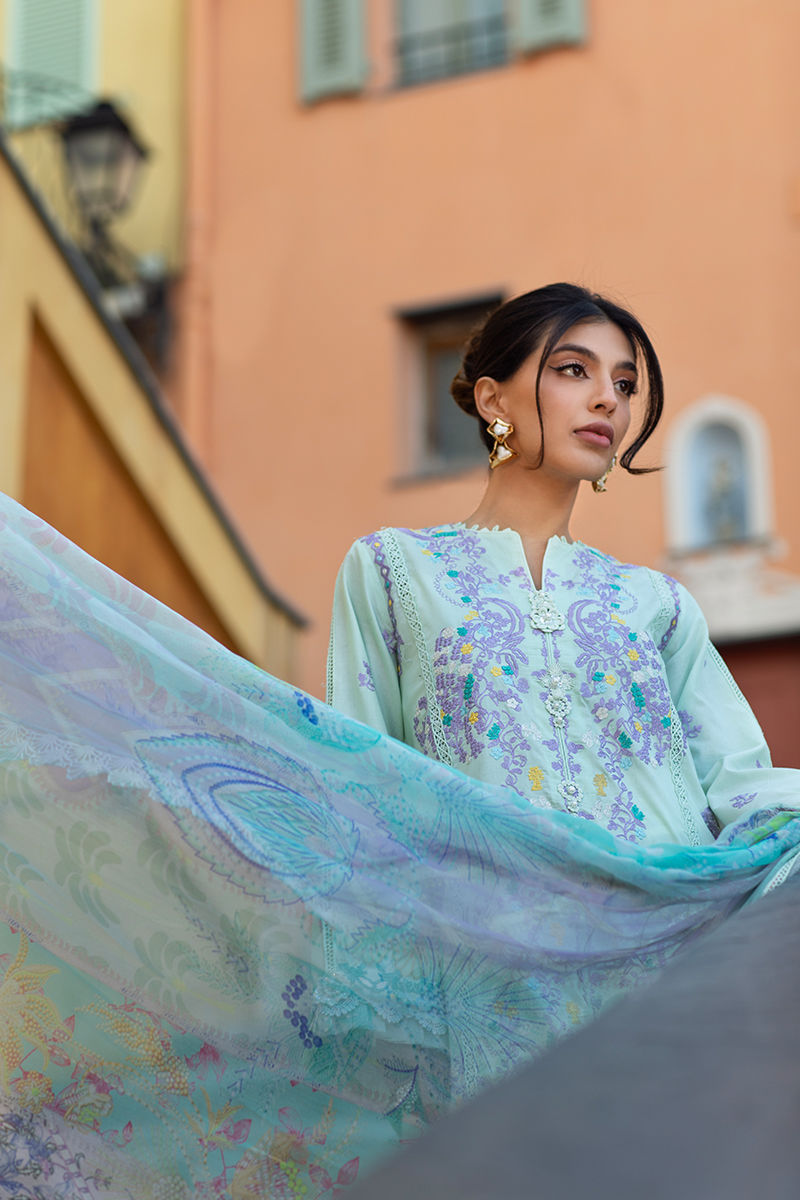 Ansab Jahangir | Zoha Luxury Lawn 25 | Misty Jade - House Of Hania