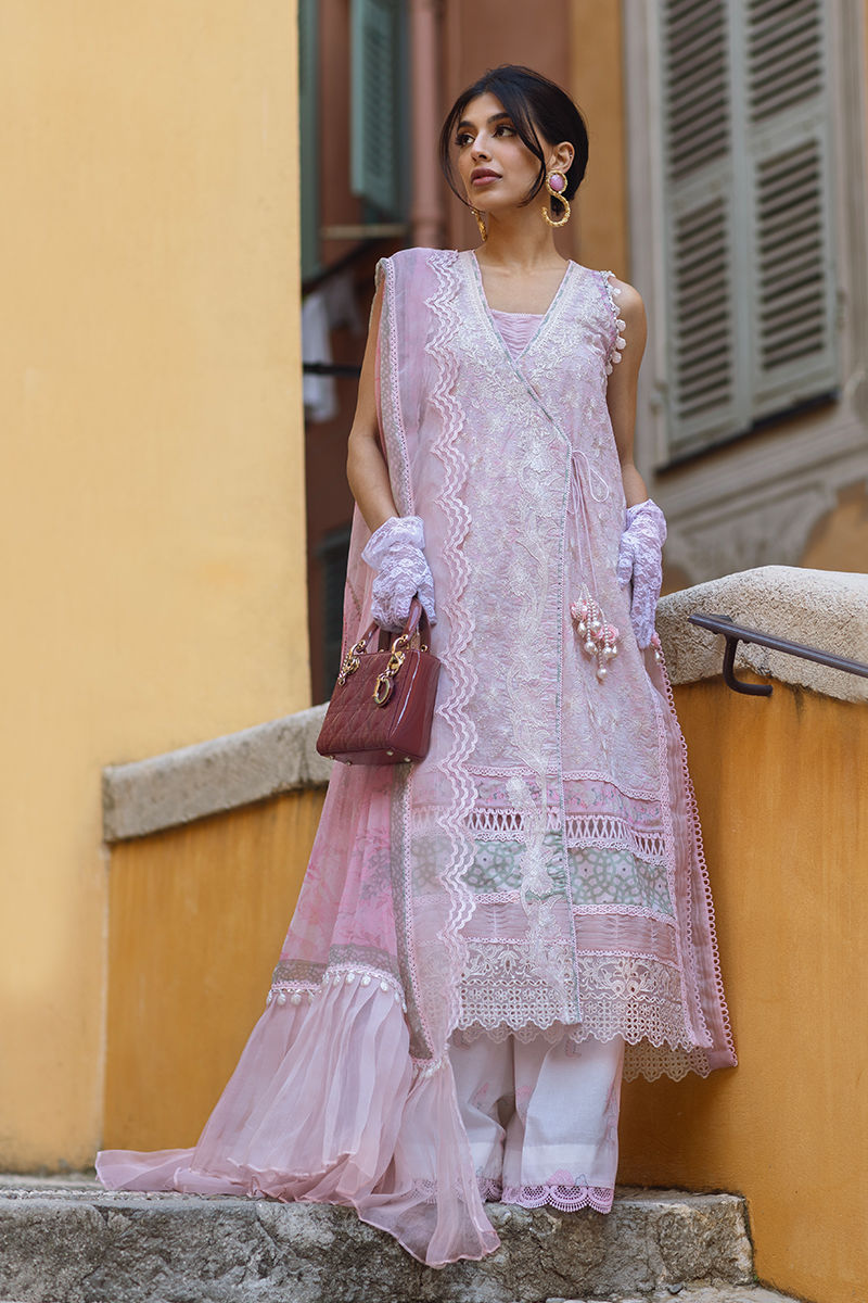 Ansab Jahangir | Zoha Luxury Lawn 25 | Pearl Pink - House Of Hania