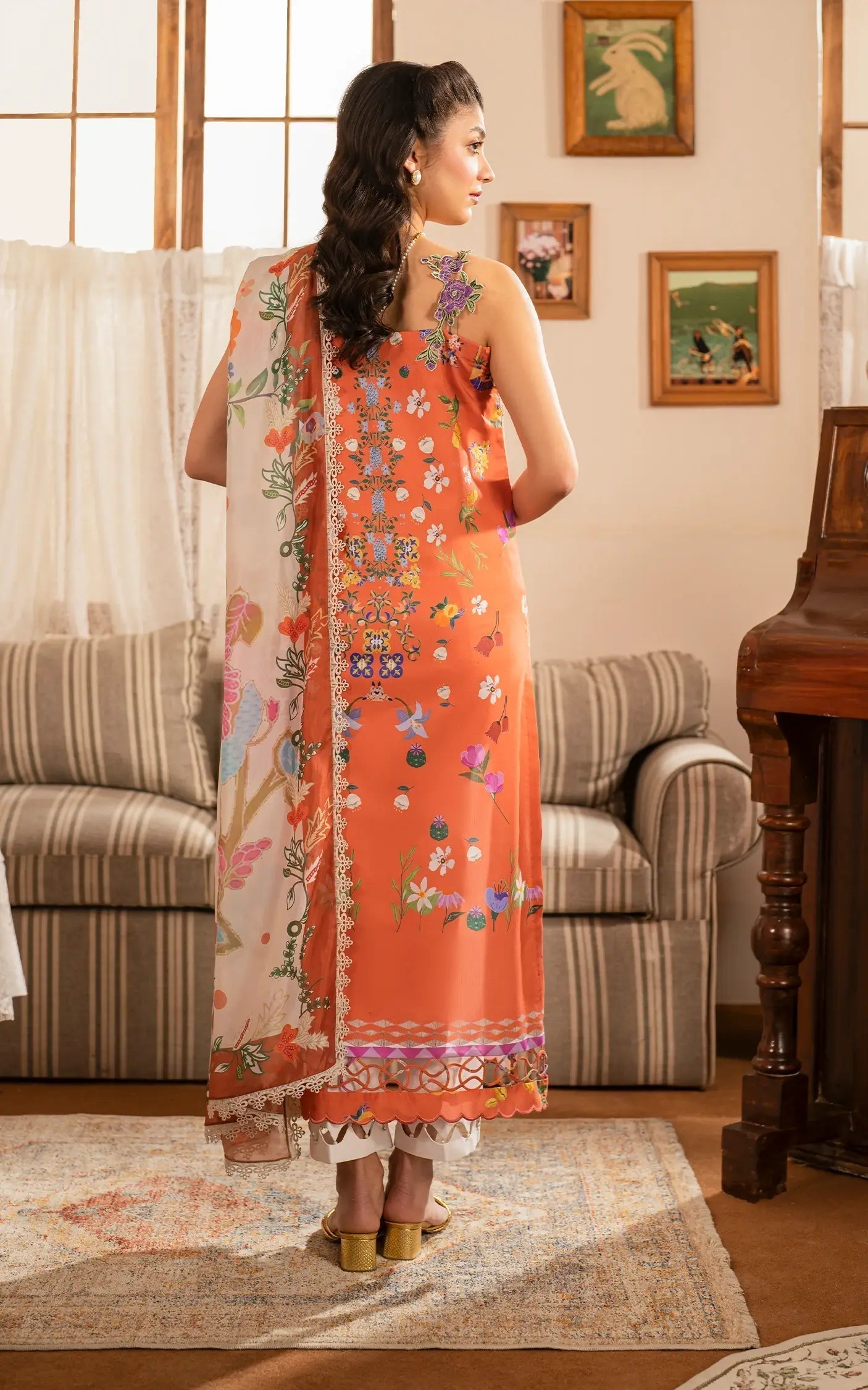 Asifa and Nabeel | Meraki Vintage 25 | Naranji (MVL25-01) - House Of Hania
