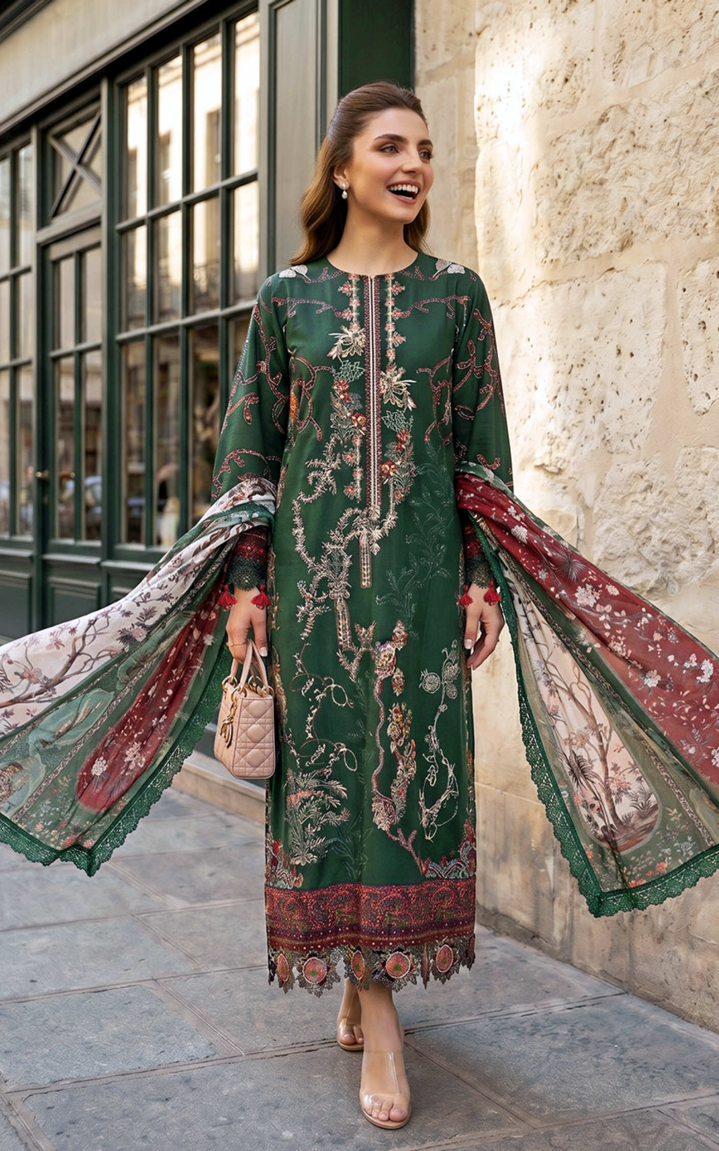 Asifa and Nabeel | Summer Lawn 26 | Green Majestic - House Of Hania