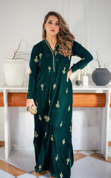 Asifa and Nabeel | zephyr | Emerald Royale Kaftan - House Of Hania