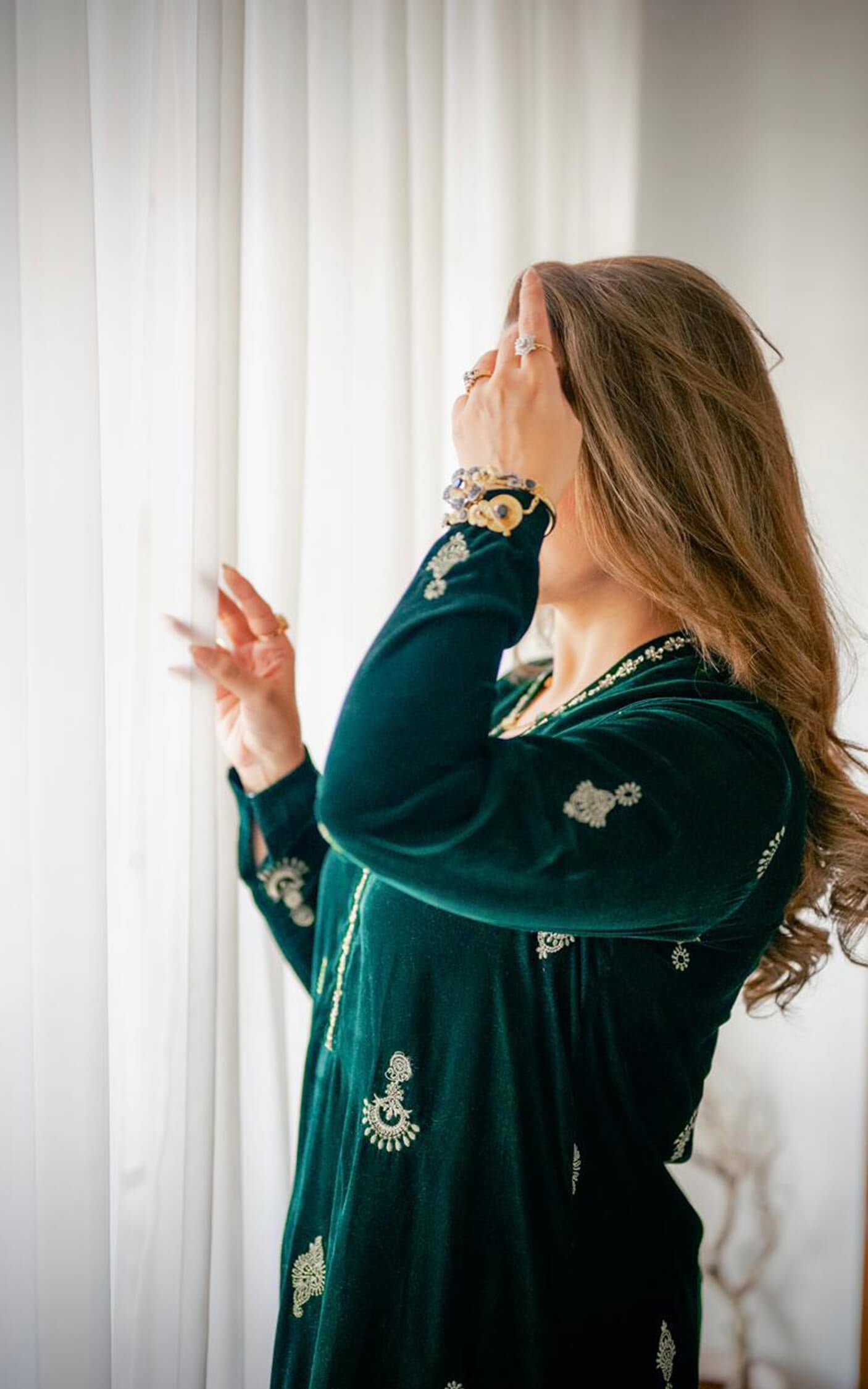 Asifa and Nabeel | zephyr | Emerald Royale Kaftan - House Of Hania