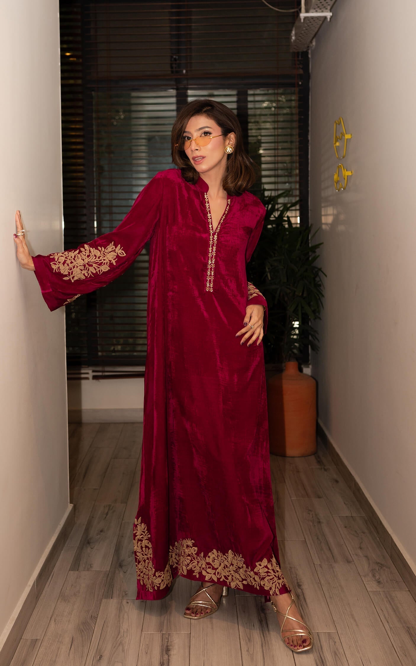 Asifa and Nabeel | zephyr | Fuchsia Royalty Kaftan - House Of Hania