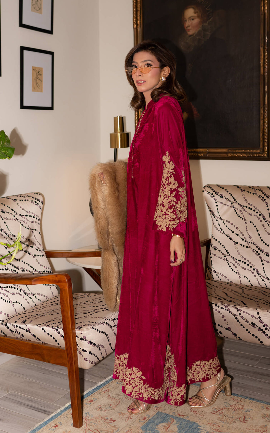 Asifa and Nabeel | zephyr | Fuchsia Royalty Kaftan - House Of Hania