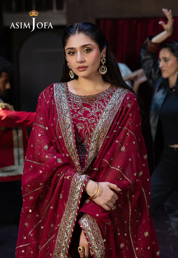 Asim Jofa | EMBROIDERED CHIFFON 3 PCS | AJFO-13 - House Of Hania