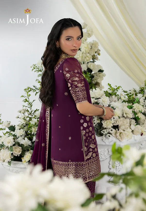 Asim Jofa | EMBROIDERED CHIFFON 3 PCS | AJIZL-02 - House Of Hania