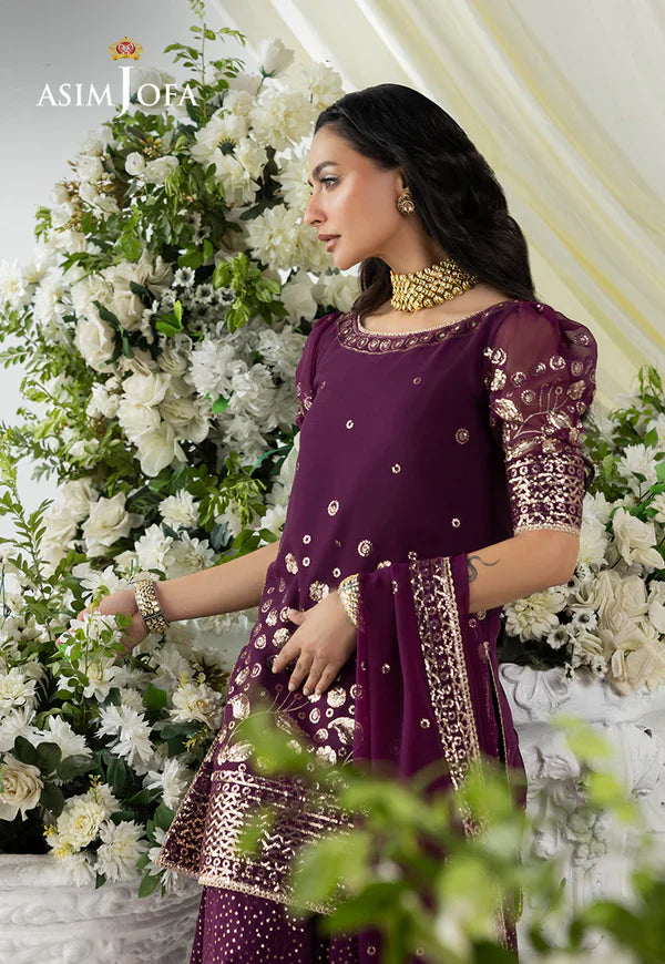 Asim Jofa | EMBROIDERED CHIFFON 3 PCS | AJIZL-02 - House Of Hania
