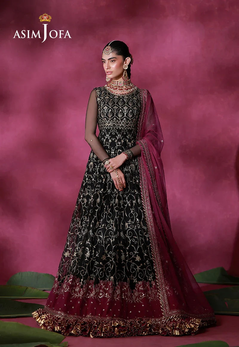 Asim Jofa | Festive Collection 26 | AJULFI-01 Embroidered Net 2 Pcs - House Of Hania