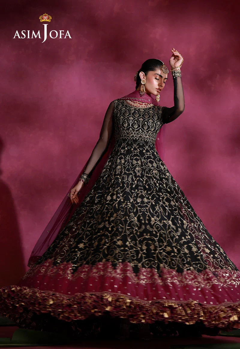 Asim Jofa | Festive Collection 26 | AJULFI-01 Embroidered Net 2 Pcs - House Of Hania