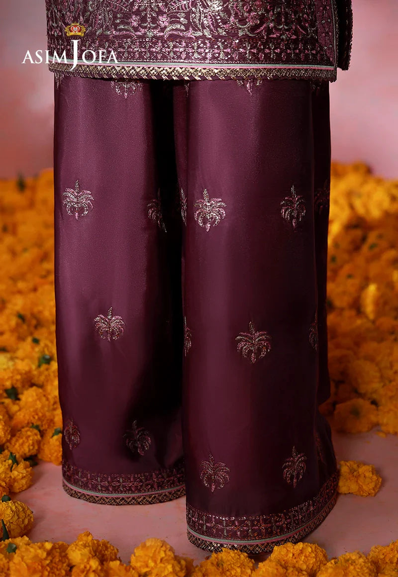Asim Jofa | Festive Collection 26 | AJULFI-03 Embroidered Charmeuse Silk  3 Pcs - House Of Hania