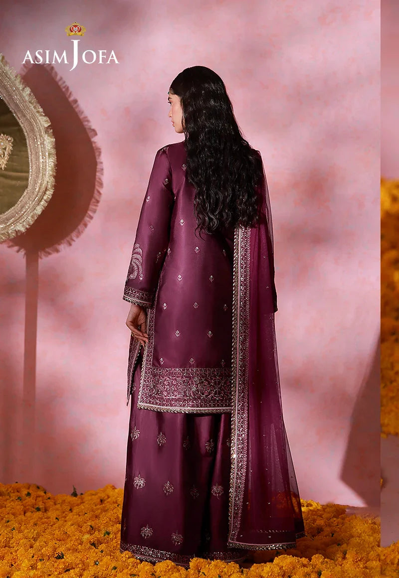 Asim Jofa | Festive Collection 26 | AJULFI-03 Embroidered Charmeuse Silk  3 Pcs - House Of Hania
