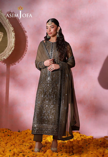 Asim Jofa | Festive Collection 26 | AJULFI-04 Embroidered Chiffon 3 Pcs - House Of Hania