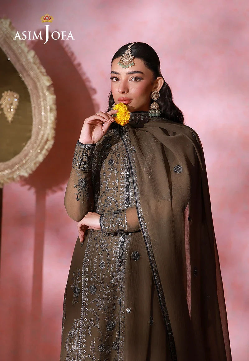 Asim Jofa | Festive Collection 26 | AJULFI-04 Embroidered Chiffon 3 Pcs - House Of Hania