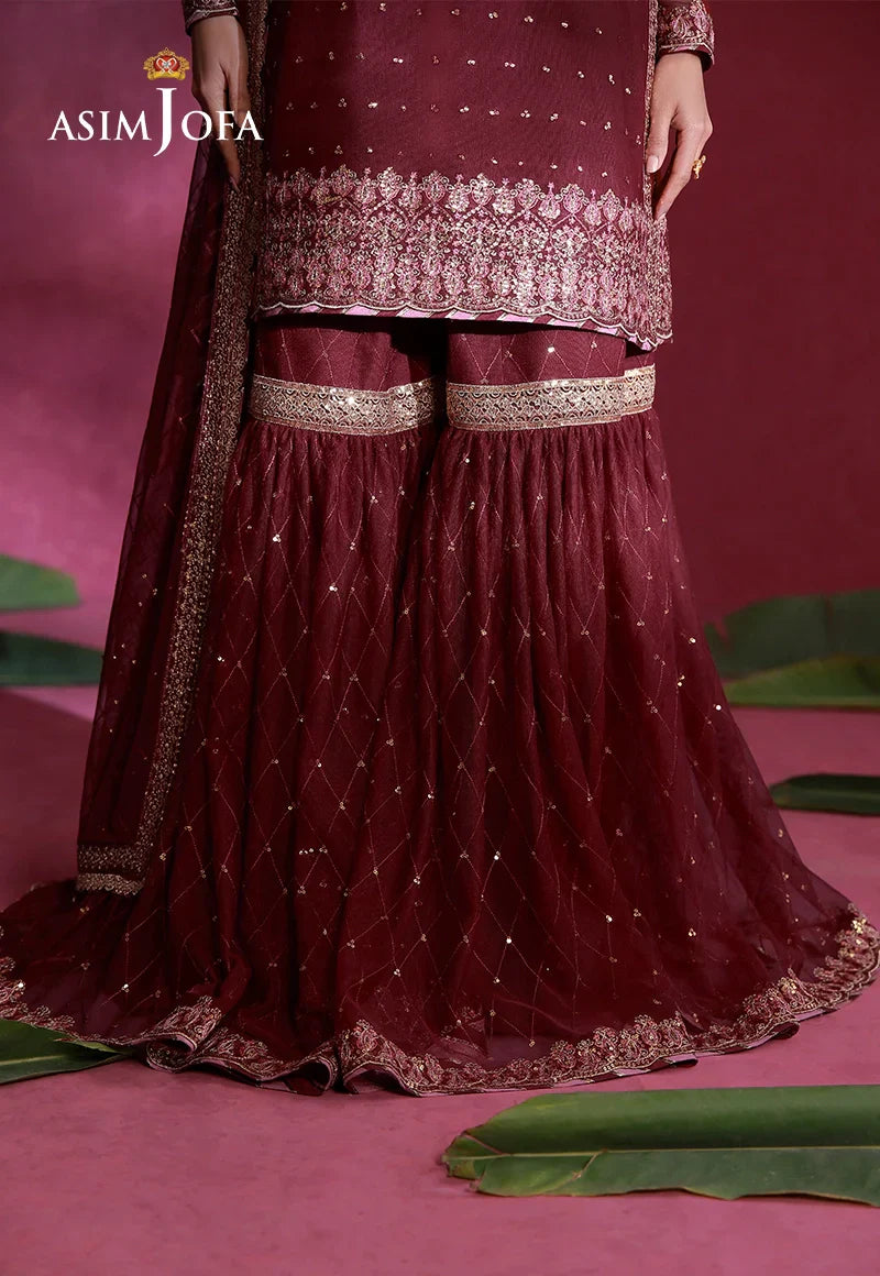 Asim Jofa | Festive Collection 26 | AJULFI-06 Embroidered Net  3 Pcs - House Of Hania