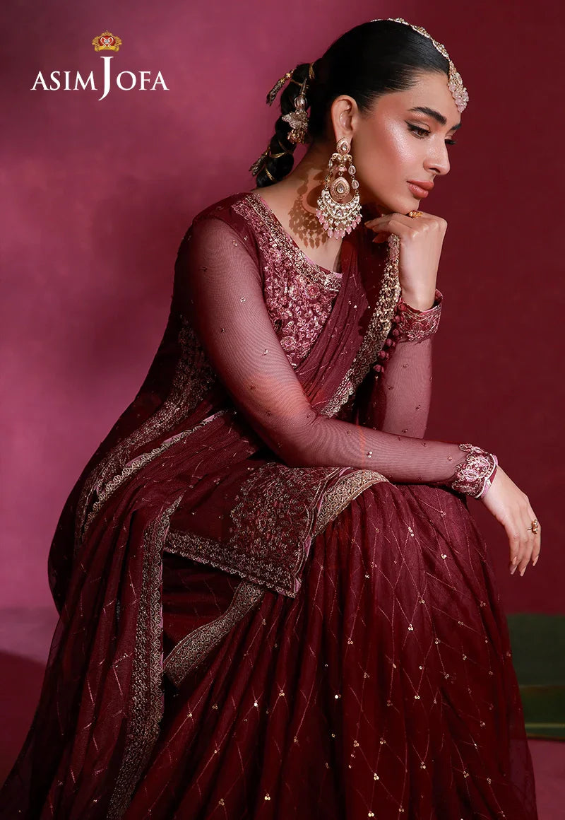 Asim Jofa | Festive Collection 26 | AJULFI-06 Embroidered Net  3 Pcs - House Of Hania