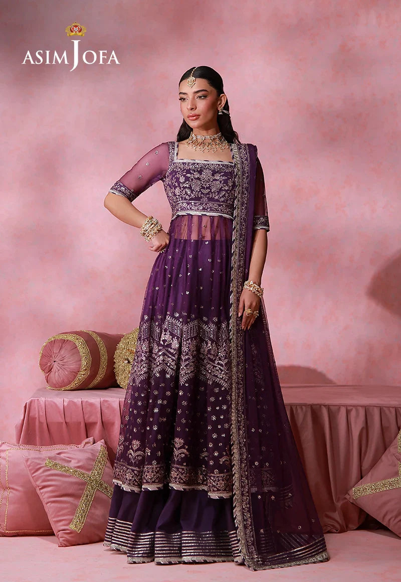 Asim Jofa | Festive Collection 26 | AJULFI-09 Embroidered Net 2 Pcs - House Of Hania