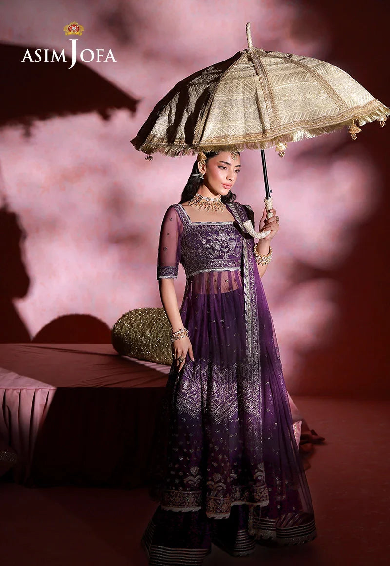 Asim Jofa | Festive Collection 26 | AJULFI-09 Embroidered Net 2 Pcs - House Of Hania