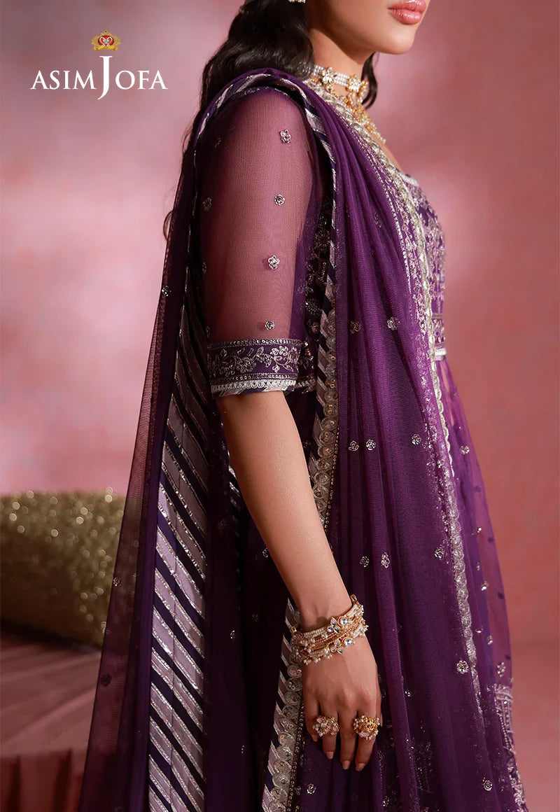 Asim Jofa | Festive Collection 26 | AJULFI-09 Embroidered Net 2 Pcs - House Of Hania