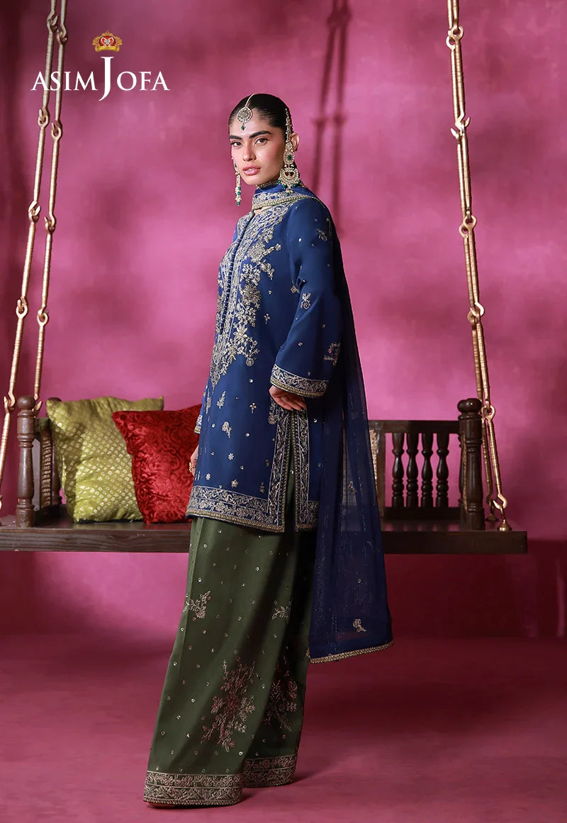 Asim Jofa | Festive Collection 26 | AJULFI-10 Embroidered Raw Silk 3 Pcs - House Of Hania