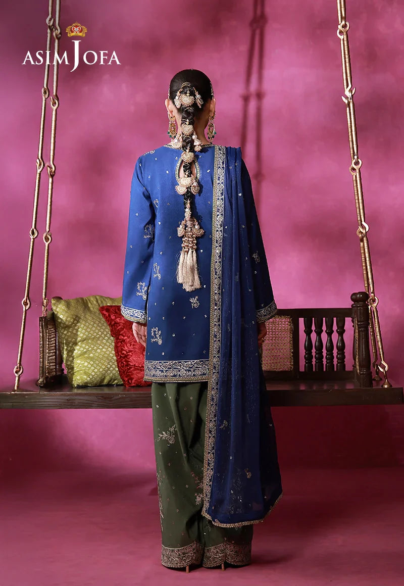 Asim Jofa | Festive Collection 26 | AJULFI-10 Embroidered Raw Silk 3 Pcs - House Of Hania