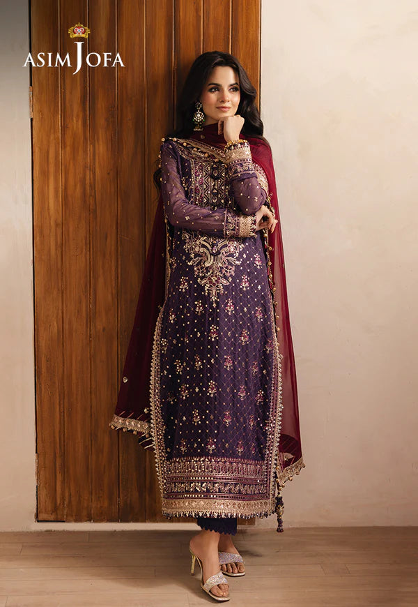 Asim Jofa | Heeriye | AJHE-01 EMBROIDERED CHIFFON 3 PCS - House Of Hania