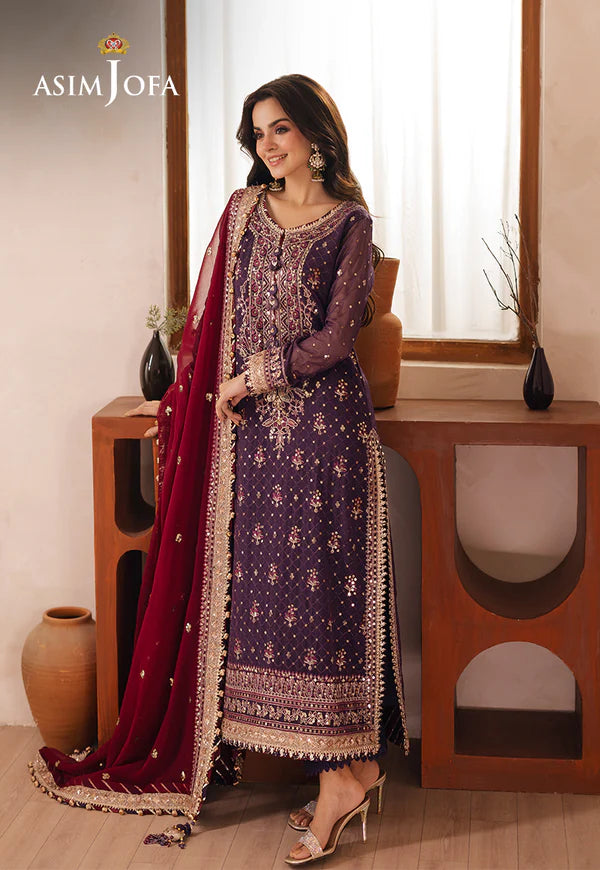 Asim Jofa | Heeriye | AJHE-01 EMBROIDERED CHIFFON 3 PCS - House Of Hania