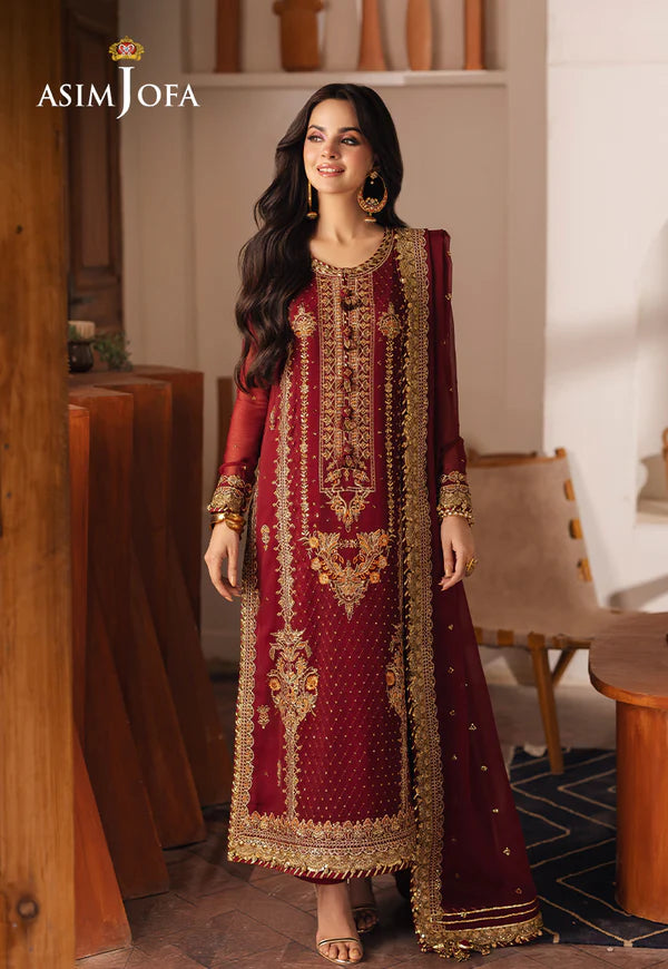 Asim Jofa | Heeriye | AJHE-02 EMBROIDERED CHIFFON 3 PCS - House Of Hania