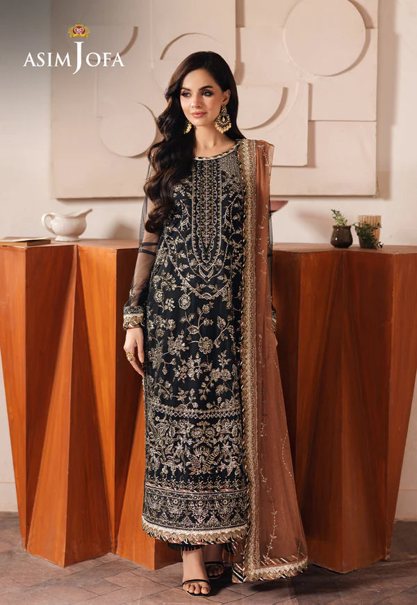 Asim Jofa | Heeriye | AJHE-05 EMBROIDERED NET 3 PCS - House Of Hania
