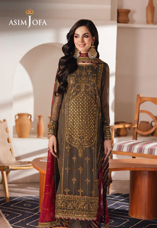 Asim Jofa | Heeriye | AJHE-06 EMBROIDERED CHIFFON 3 PCS - House Of Hania