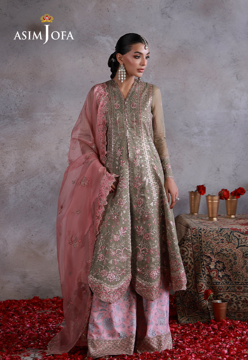 Asim Jofa | Ishq e Eid | AJULN-02 Embroidered Javeria Net  3 Pcs - House Of Hania