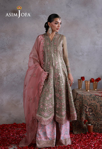 Asim Jofa | Ishq e Eid | AJULN-02 Embroidered Javeria Net  3 Pcs - House Of Hania