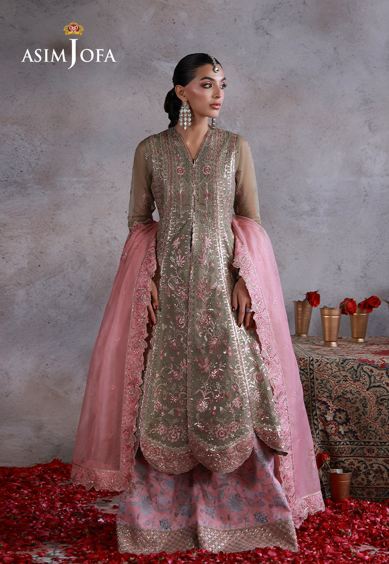 Asim Jofa | Ishq e Eid | AJULN-02 Embroidered Javeria Net  3 Pcs - House Of Hania