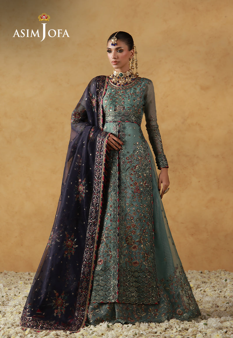 Asim Jofa | Ishq e Eid | AJULN-05 Embroidered Javeria Net 3 Pcs - House Of Hania