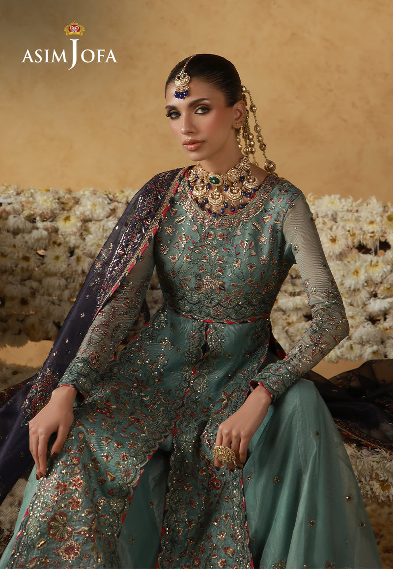 Asim Jofa | Ishq e Eid | AJULN-05 Embroidered Javeria Net 3 Pcs - House Of Hania