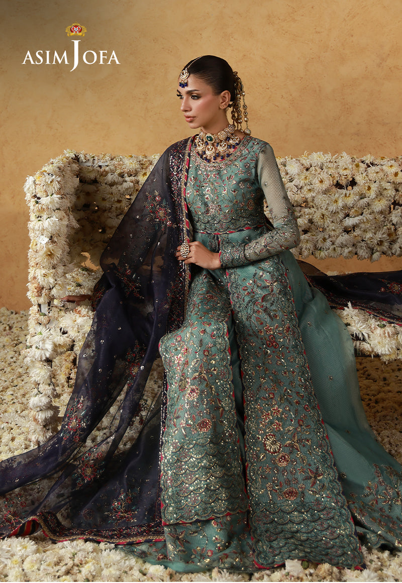 Asim Jofa | Ishq e Eid | AJULN-05 Embroidered Javeria Net 3 Pcs - House Of Hania