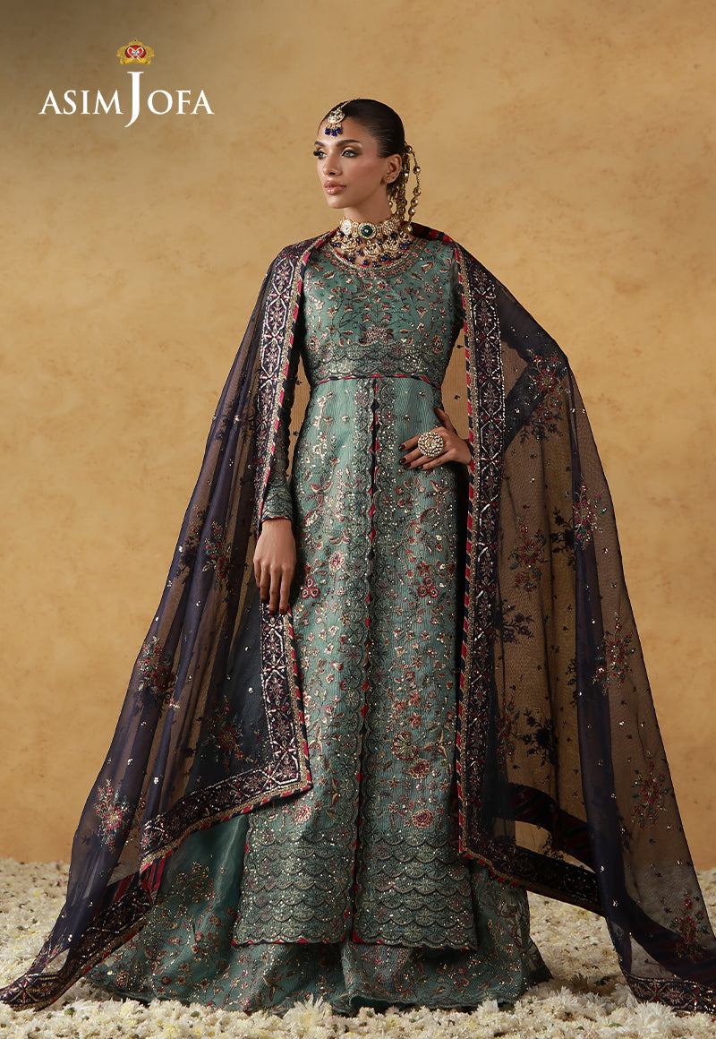Asim Jofa | Ishq e Eid | AJULN-05 Embroidered Javeria Net 3 Pcs - House Of Hania